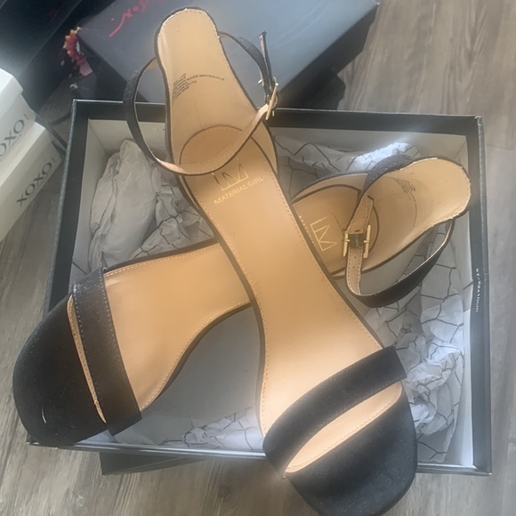 Material Girl Black Suede Heels - Picture 3 of 9